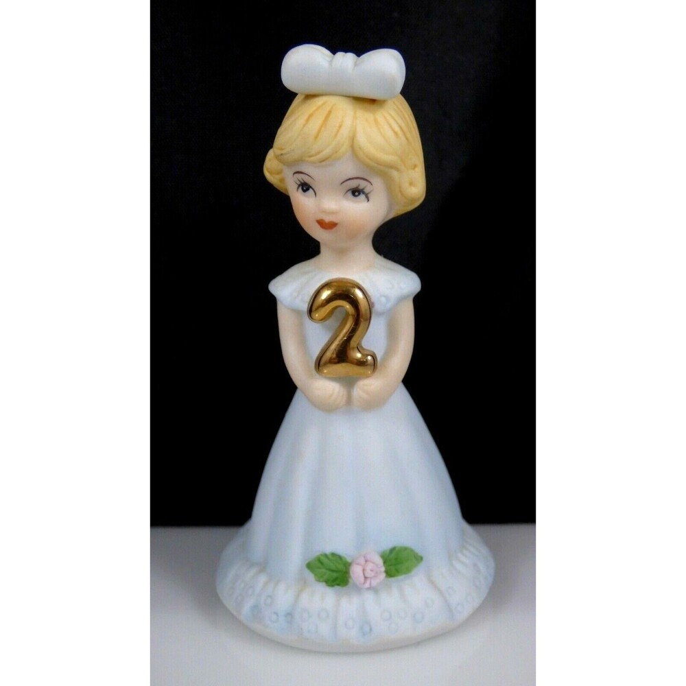 Growing Up Birthday Girls  Age 2  Figurine Blonde Hair Cake Topper Enesco 1981